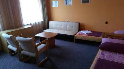 a room with a couch and a table and a chair at Pension Dobroucky in Prague