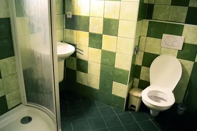 a bathroom with a toilet and a sink at Pension Fontana in Poděbrady