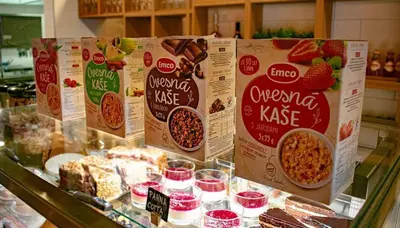 a display case filled with lots of different types of food at Residence Trafick in Prague