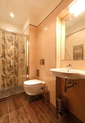 a bathroom with a toilet and a sink and a shower at Anyday Apartments in Prague