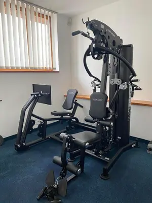 a gym with two tread machines in a room at Rezidence & Wellness Blatov in Prague