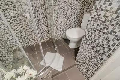 a bathroom with a toilet and a shower at Historic Centre Prague Apartments by Michal&Friends in Prague