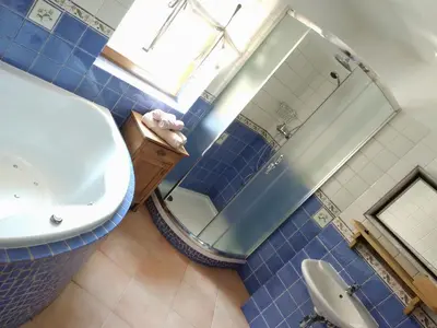 a bathroom with a shower and a toilet and a sink at U Anny Šmejdířky in Nymburk