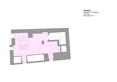 a floor plan of a house with pink at Fancy apartments by Prague Castle in Prague
