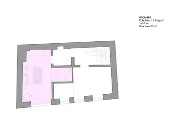 a floor plan of a house with pink at Fancy apartments by Prague Castle in Prague