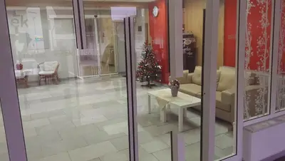 a living room with a christmas tree in a room at Hotel Terek in Štětí