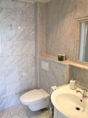 a bathroom with a toilet and a sink at Charles Bridge Suites in Prague