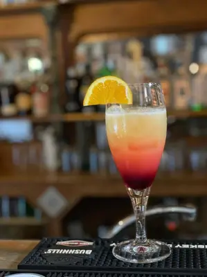 a drink in a glass with an orange slice at Penzion Zámek Lešany in Netvořice
