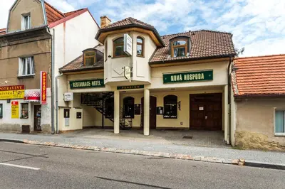 a building on the side of a street at Penzion Nová Hospoda in Prague