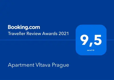 a blue box with the number on it at Apartment Vltava Prague in Prague