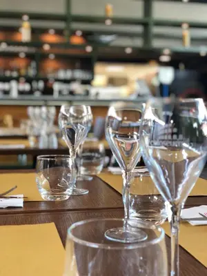 a group of wine glasses sitting on a table at Exclusive Pension Vista Mlada Boleslav in Bradlec