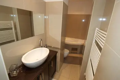 a bathroom with a sink and a toilet at Apartman Carolinum in Prague