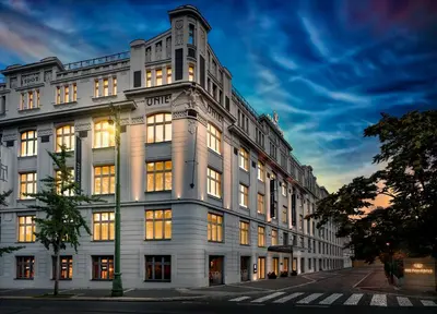 a large white building with many windows at Hermitage Hotel Prague in Prague