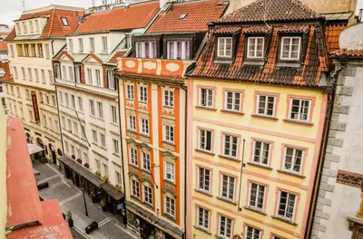 a group of tall buildings in a city at Best Spot Hostel in Prague