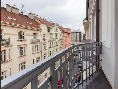 a view from a balcony of buildings at Golden Prague Rooms in Prague