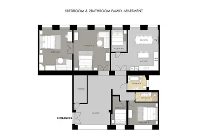 a floor plan of a house at 5BR 2BATH family APT 5mins to Wenceslas square in Prague