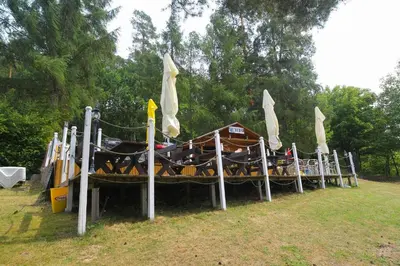 a park with a large playground with at Hotel Laguna Slapy in Netvořice
