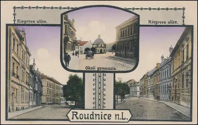a drawing of a city with buildings and a street at Apartmán pod rozhlednou in Roudnice nad Labem