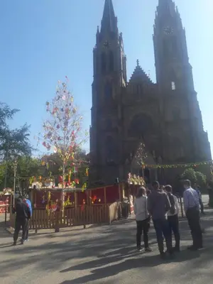 a group of people standing in front of a cathedral at Apartman Exclusive Prague in Prague