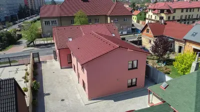an overhead view of a building with red roofs at Apartment De Luna in Prague