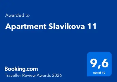 a blue sign with the words appointment skylvia at Apartment Slavikova 11 in Prague