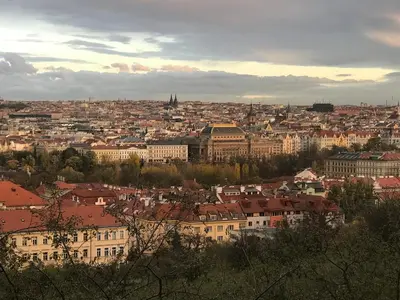 a view of a large city with buildings at Apartment Nebovidy II - Air Conditioning - Historic City Center in Prague