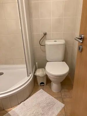 a bathroom with a toilet and a bath tub at Aparthotel City 5 in Prague