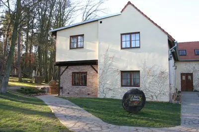 a house with a painting on the side of it at Areal Botanika in Unhošť