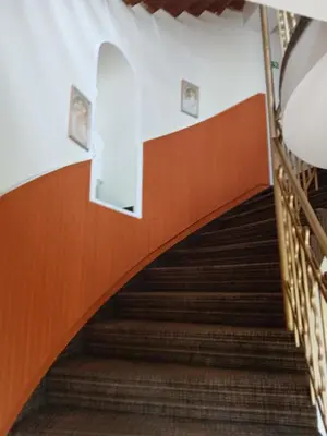 a flight of stairs in a building at Apartmány Sedmikráska in Tehovec