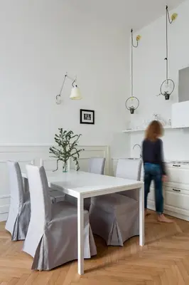 a balcony with a table with a plant on it at Holečkova Apartments in Prague