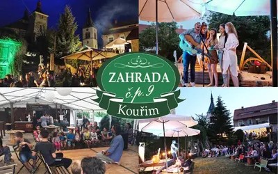 a collage of photos of people at an outdoor event at Apartmány č.p. 9 in Kouřim