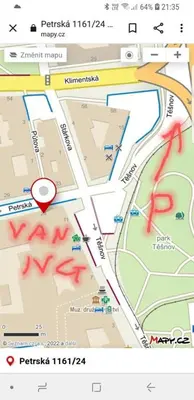 a screenshot of a map with a red marker at Apartmán VAN NG in Prague