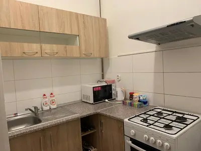 a small kitchen with a sink and a microwave at KK Apartments in Prague