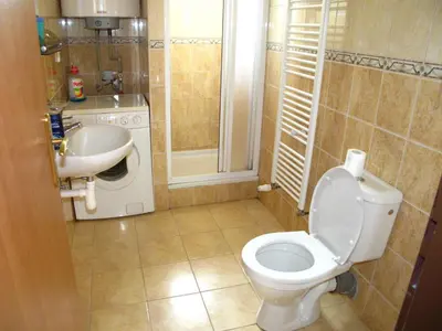 a bathroom with a toilet and a sink at Villa Blanka in Horní Podkozí