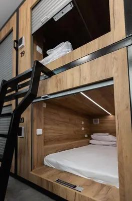 a bunk bed in a room at Expo capsule Hostel in Prague