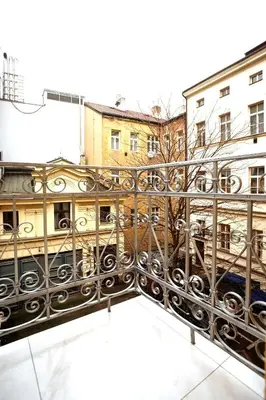 a view from the balcony of a building at Palace Apartment by Main Station - Premier in Prague