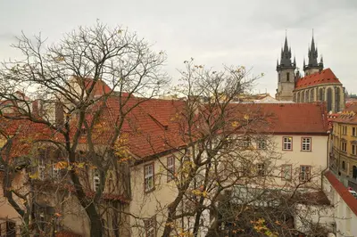 a view of a city with buildings and a cathedral at Selinor Old Town Apartments in Prague