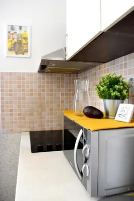a kitchen with a counter with a plant on it at Romantic Bijou Apartment near Old Town! in Prague