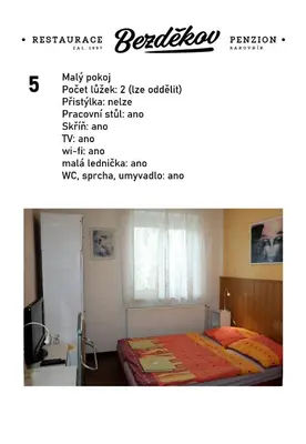 a picture of a bedroom with a bed at Penzion Bezděkov in Rakovník
