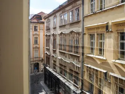 a view from a window of a building at Karlova - Old Town Apartment in Prague