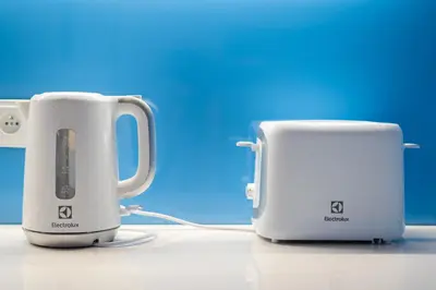 two white toasters sitting on a table at *SUNNY and STYLISH* Apt with BALCONY near TV Tower in Prague