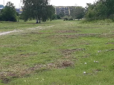 a large field of grass with a building in the background at Apartment Park Radouč - 60m2 in Mladá Boleslav
