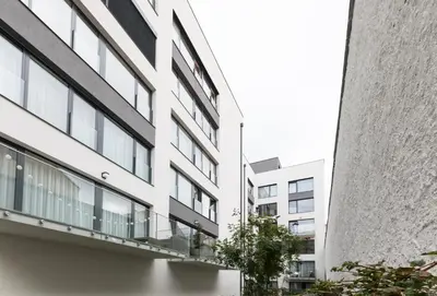 a view of the side of a building at Anděl design duplex, AC, garage in Prague