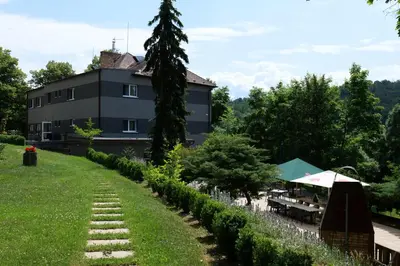 a view of the house from the garden at Penzion Harmony Javorník in Čtyřkoly