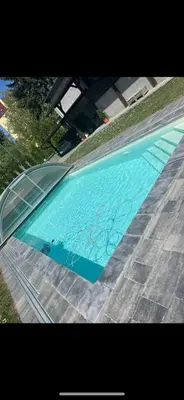 an overhead view of a swimming pool at WELLNESS APARTMÁN KAROLÍNA in Milovice