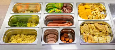 a lunch box filled with different types of food at Hotel Prague Star in Prague