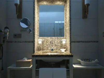 a bathroom with a sink and a mirror at Resort Čapí Hnízdo in Olbramovice Ves