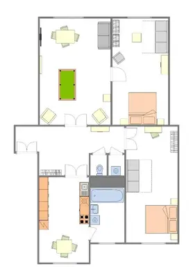 a floor plan of a house at Super Central Billiard and Darts Big Apartment in Prague