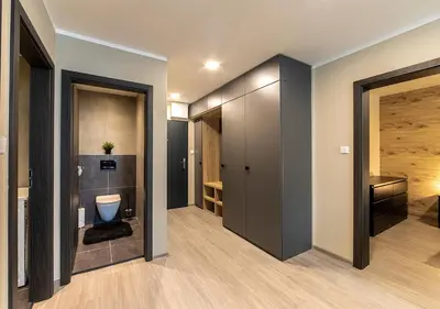 a bathroom with a toilet in a room at Gesto Apartments in Prague