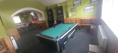 an overhead view of a ping pong table in a room at Bungalov Silvie in Litoměřice
